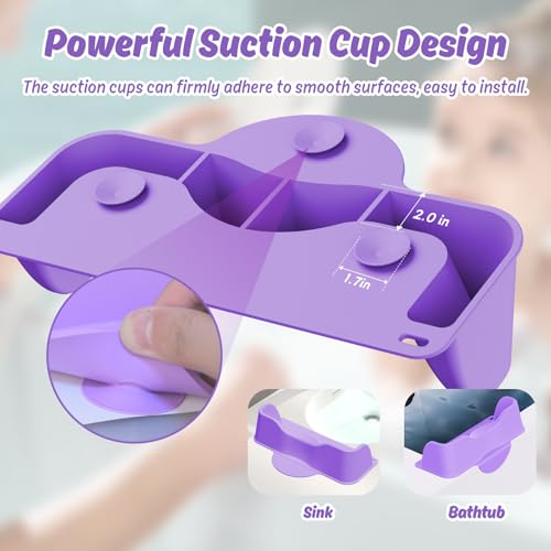 SHGMEET Silicone Portable Hair Wash Station for Kids Hair Washing Basin with Rinse Cup for Children Toddlers and Teens on Bathtub or Sink TearFree Shampoo Bowl for Children Purple - Image 3