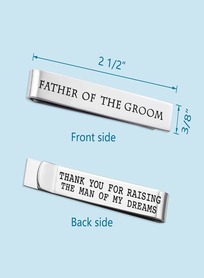 LParkin Father of the Groom Gifts Wedding Tie Clips Gifts for Groomsmen From the Bride Stainless Steel Tie Bars Polished Finish 3/8 Inch Wide 2 Inches Long - Image 2