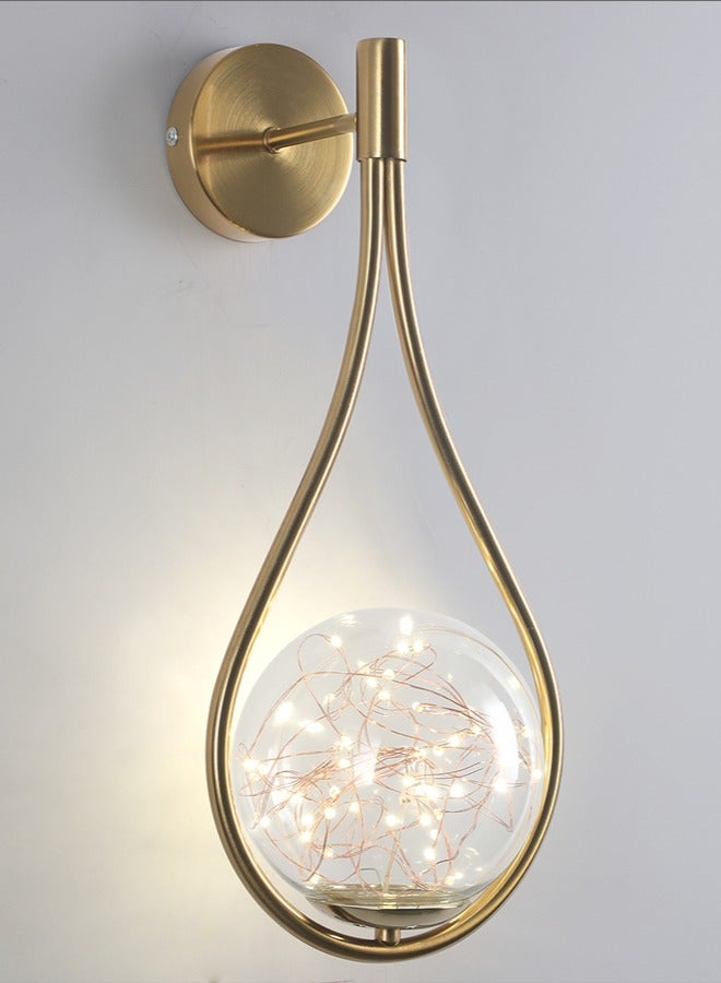 YATAI LIGHTING مصابيح حائط داخلية، مصابيح حائط حديثة بتصميم على شكل قطرات المطر، مصباح حائط بجانب السرير مع مصابيح زجاجية لغرفة النوم وغرفة المعيشة والممر والدرج، 6 وات  - Image 1
