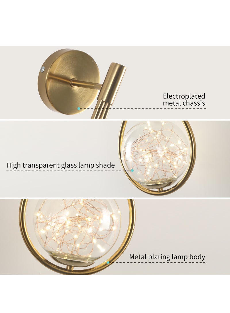 YATAI LIGHTING مصابيح حائط داخلية، مصابيح حائط حديثة بتصميم على شكل قطرات المطر، مصباح حائط بجانب السرير مع مصابيح زجاجية لغرفة النوم وغرفة المعيشة والممر والدرج، 6 وات  - Image 5