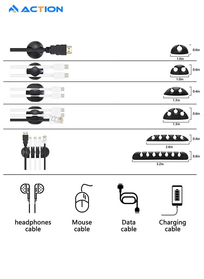 ACTION 304 PCS Cable Management Kit 4 Wire Organizer Sleeve,45 Cable Holder,5 Rolls And 30 Pcs Adhesive Ties And 200 Fastening Cable Ties For Computer Tv Under Desk - Image 4