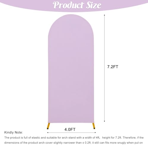 FEINIGESI 7.2FT Spandex Fitted Wedding Arch Cover Round Top Stand Covers Double-Side Chiara Cover Backdrop Cover for Wedding Birthday Party Ceremony Baby Shower Decoration(Lavender) - Image 2