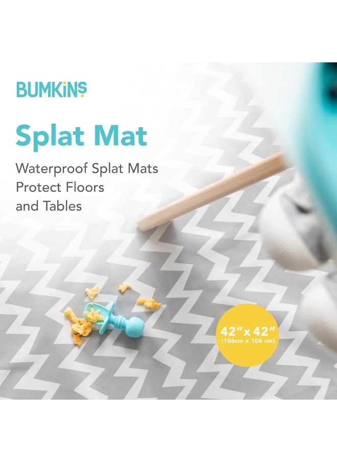 BUMKiNs Bumkins Baby Splat Mat for Under High Chair, Waterproof Washable Cloth for Arts and Crafts, Playtime Mats for Kids, Floors or Tables, Reusable Fabric 42x42 Square  - Image 2