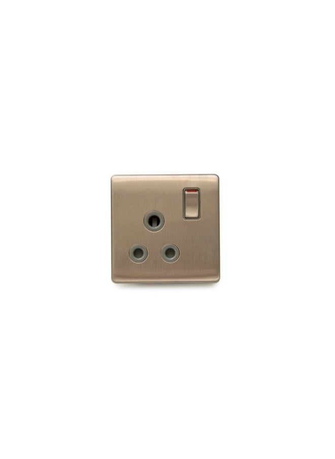 FYM FYM 15A 1 Gang Switched Socket Outlet (3 x 3 inches) Brushed Steel, 3.5mm Ultra Slim Metal Front Plate Coated with a Scratch Resistance Lacquer Finish, Durable & High Quality 