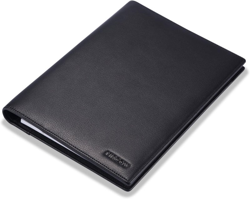 HISCOW Leather Junior Padfolio for Men & Women with Pen Loop, Italian Calfskin, Business Portfolio Notebook Folder (Classic Black) - Image 2