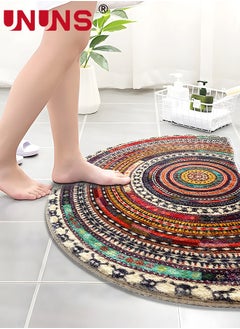 UNUNS Half Round Doormats,Semi Circle Door Mat,Non-Slip Bathroom Floor Rug,Welcome Entrance Rug,Absorbent Bath Mat,Indoor Rug,Room Doormat,Bohemia Ethnic Style Pattern,60x90cm Multicolor  - Image 2