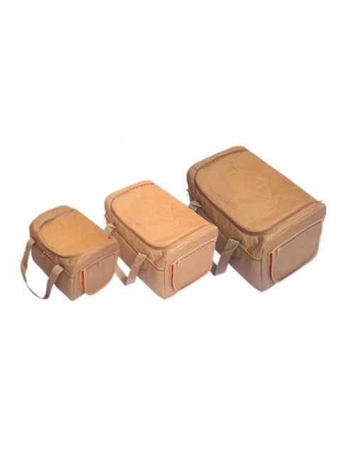 A three-piece bag set, a picnic and travel bag, a zipper bag made of Tanzanian fabric with a waterproof layer