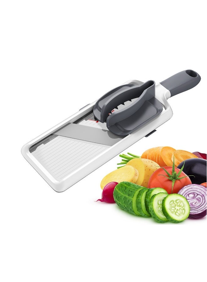 Multifunctional Handheld Slicer, Home Kitchen Vegetable Cutter, Potato Carrot, Vegetable And Fruit Cutting, Adjustable Blade Hand Guard (Grey)  - Image 1