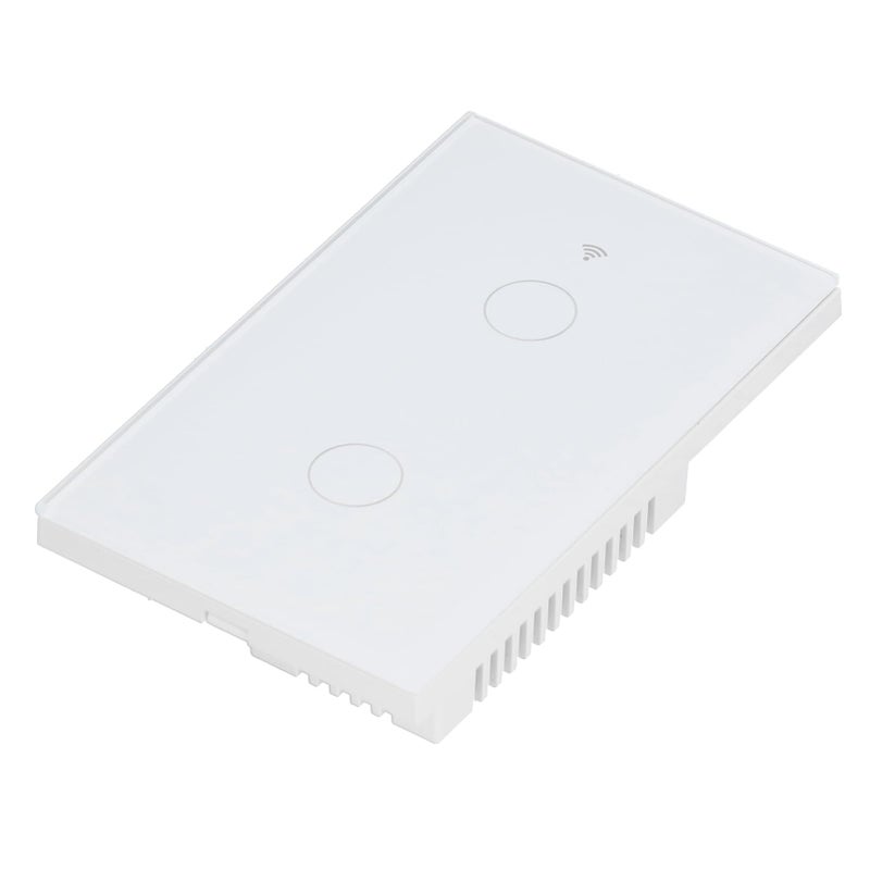White Zigbee Smart Light Switch 2 Gang US Wall Touch Panel Voice Control Tempered Glass - Image 5