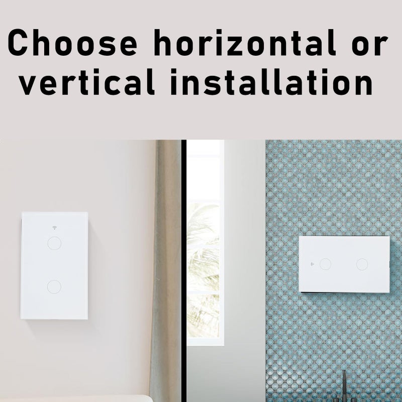 White Zigbee Smart Light Switch 2 Gang US Wall Touch Panel Voice Control Tempered Glass - Image 3