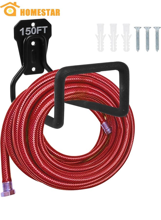 HOMESTAR Metal Garden Hose Holder, Heavy Duty Hose Hanger, Wall Mounted Holder for Outside Yard, Durable - Image 1