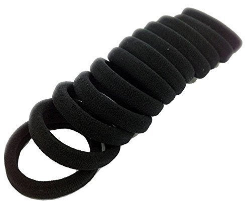 Glamyou Set Of 20 Pcs Effortless Black Colored Elastic Cotton Stretch Hair Ties Bands - Image 1