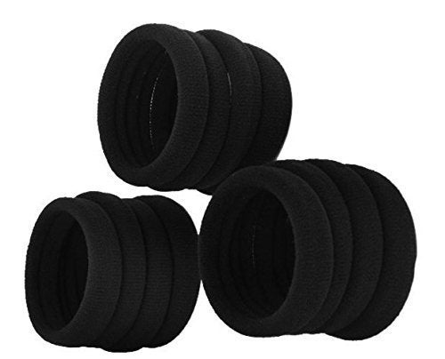 Glamyou Set Of 20 Pcs Effortless Black Colored Elastic Cotton Stretch Hair Ties Bands - Image 3
