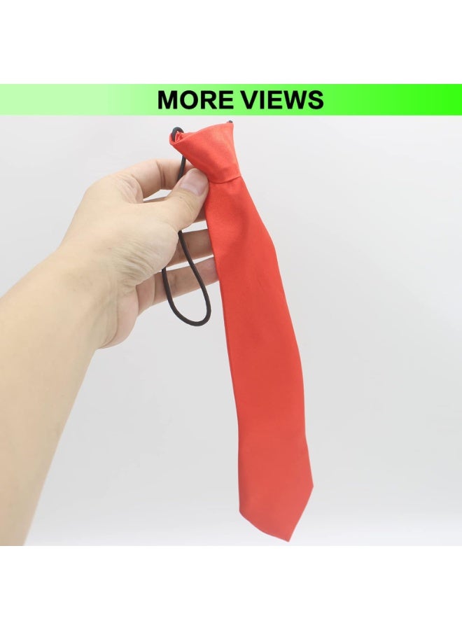Kids Pre-Tied Necktie Set, Black and Red, Adjustable Elastic, 28 cm Length, 2-Pack - Image 4