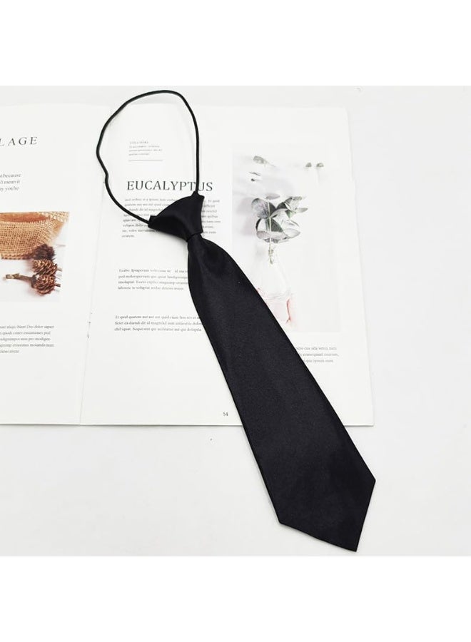 Kids Pre-Tied Necktie Set, Black and Red, Adjustable Elastic, 28 cm Length, 2-Pack - Image 5