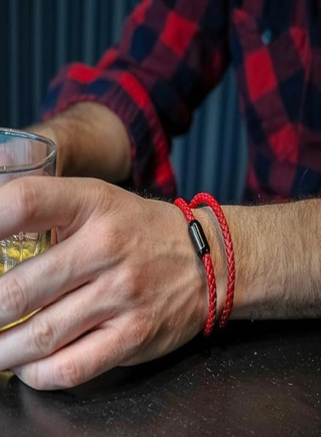 Buildcon Mens Bracelet, Wrist Band for Man with Leather Design, Fashion Hand Bands for Mens, Adjustable Leather Bracelet for Men, Durable Threaded Bracelets for Men - Image 4