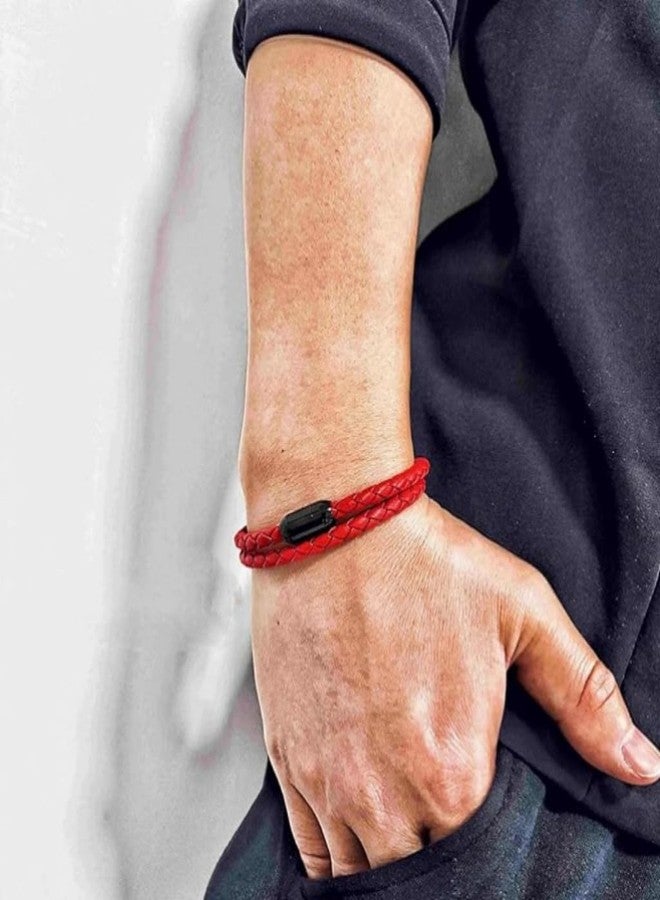 Buildcon Mens Bracelet, Wrist Band for Man with Leather Design, Fashion Hand Bands for Mens, Adjustable Leather Bracelet for Men, Durable Threaded Bracelets for Men - Image 2