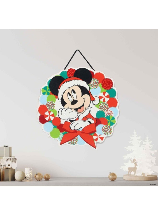Open Road Brands Mickey Mouse Holiday Wreath Hanging Wood Wall Decor - Cute Mickey Mouse  Decoration for Home Red - Image 4