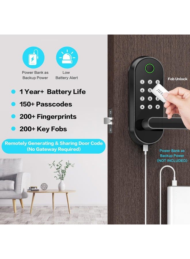 Sifely Smart Lock - Keyless Entry Fingerprint Door Lock With Keypad, Biometric Digital Lock for Front Door (Black) - Image 3