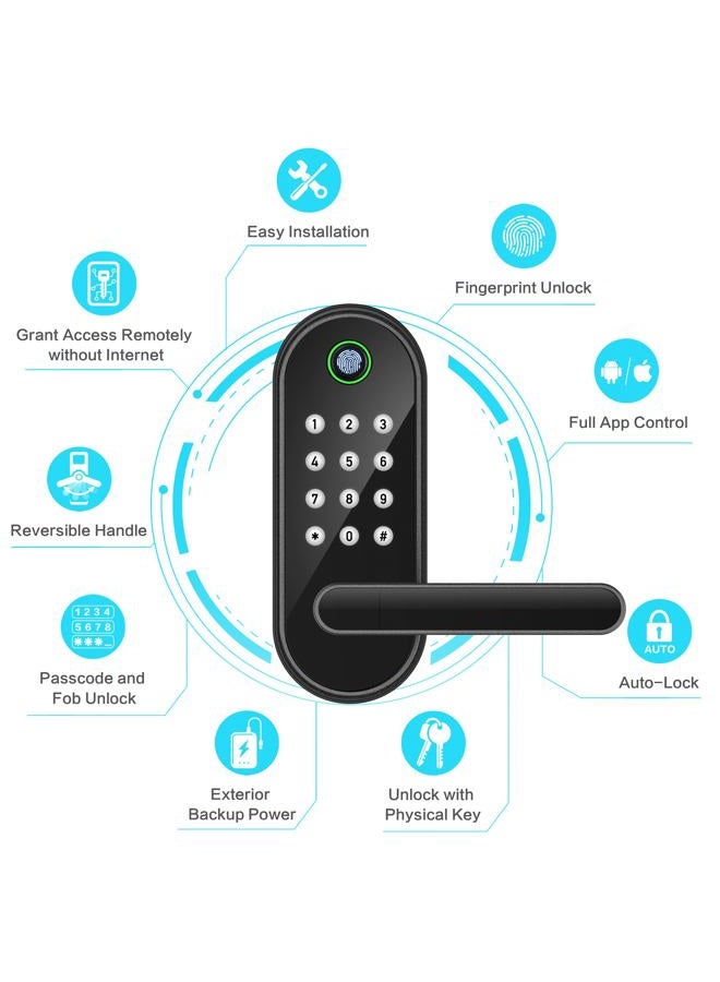 Sifely Smart Lock - Keyless Entry Fingerprint Door Lock With Keypad, Biometric Digital Lock for Front Door (Black) - Image 2
