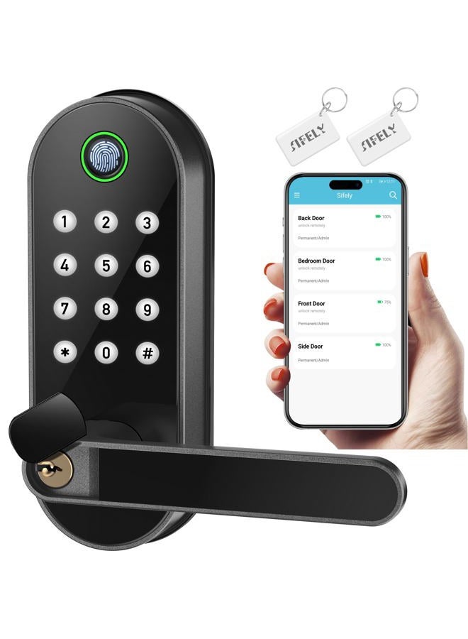 Sifely Smart Lock - Keyless Entry Fingerprint Door Lock With Keypad, Biometric Digital Lock for Front Door (Black) - Image 1
