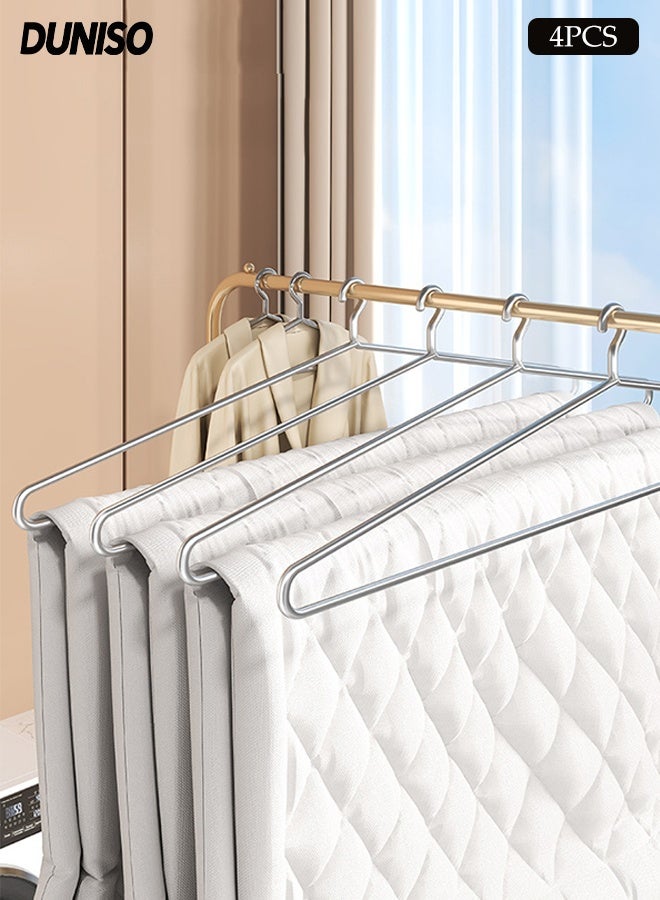 DUNISO 4-Piece Stainless steel Hanger Set, Sturdy and Durable, Metal Clothes Hanger suitable for Heavy-Duty Clothes, Jacket, Shirt, Pants, Suit Hangers（Silver） - Image 1
