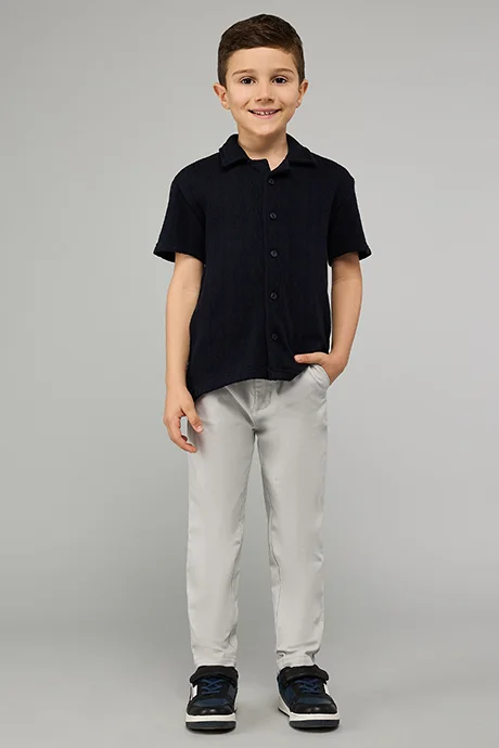 أر أند بي Solid Slim Fit Pants with Button Closure