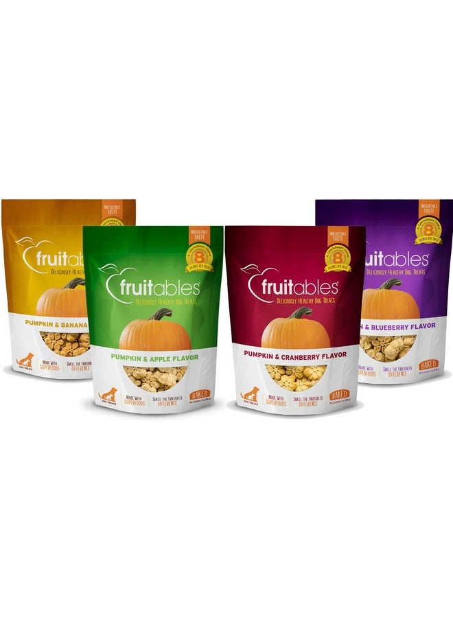 Fruitables Baked Dog Treats  Pumpkin Treats For Dogs  Healthy Low Calorie Treats  Free Of Wheat, Corn And Soy  7 Ounces (Variety Pack Of 4) - Image 1