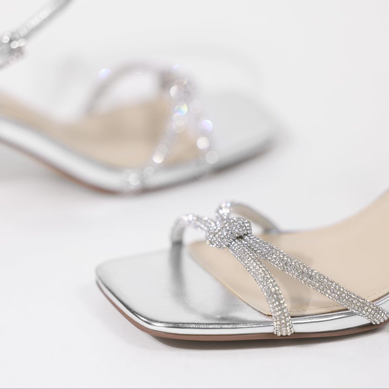 Ankis Kitten Heels Rhinestone Strappy Square Open Toe Gold Silver Ankle Strap Sandals for Women Wedding Party Prom Casual Dress Graduation Gift Comfort Shoes 2.5 Inch - Image 5