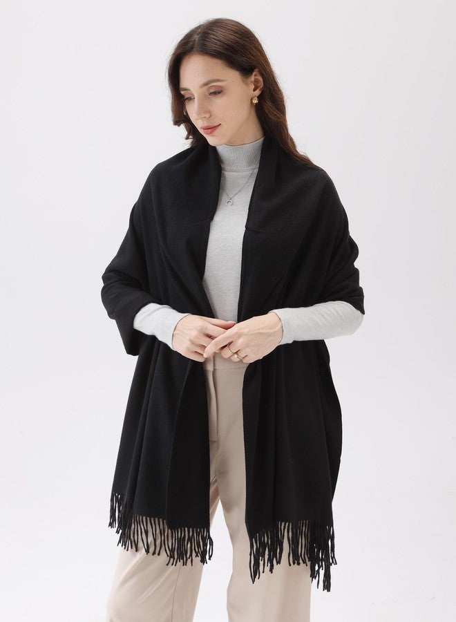 EPEIUS Scarfs for Women Pashmina Shawl Soft Wraps for Evening Dress Women Scarf for Wedding Large Winter Scarves Ladies Gifts,Black - Image 4
