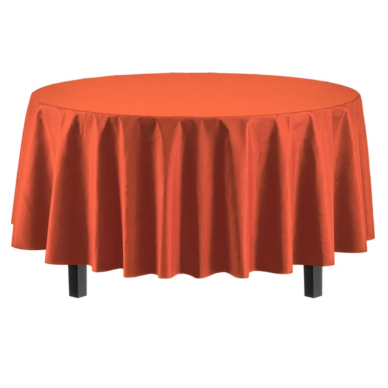 Exquisite 12-Pack Premium Plastic 84-Inch Round Tablecloth  Orange - Image 2