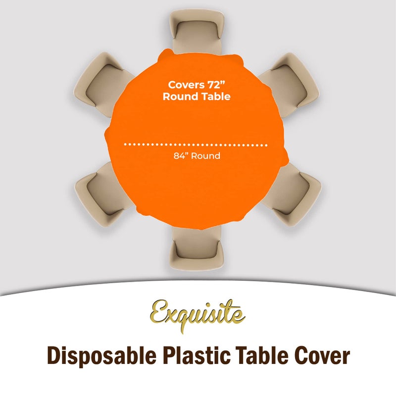 Exquisite 12-Pack Premium Plastic 84-Inch Round Tablecloth  Orange - Image 4