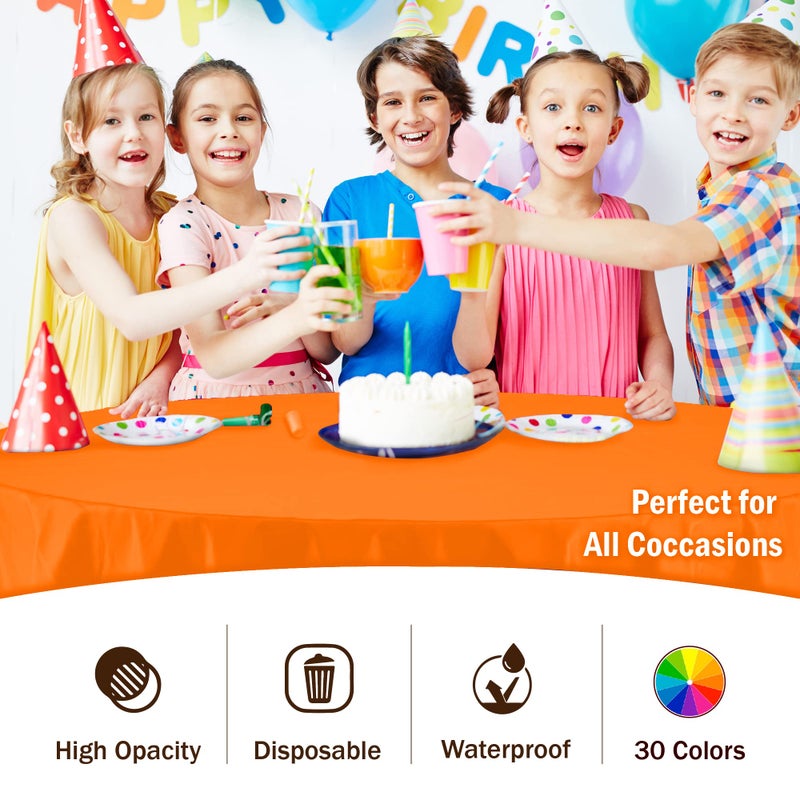 Exquisite 12-Pack Premium Plastic 84-Inch Round Tablecloth  Orange - Image 5