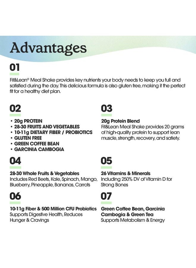 Fit & Lean Meal Shake, Fat Burning Meal Replacement, Meal Replacement with Protein, Fiber, Probiotics and Organic Fruits & Vegetables, Cookies and Cream, 1lb, 10 Servings Per Container - Image 5