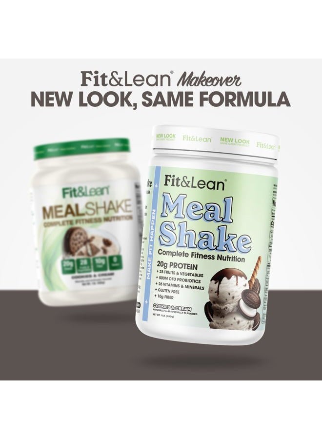 Fit & Lean Meal Shake, Fat Burning Meal Replacement, Meal Replacement with Protein, Fiber, Probiotics and Organic Fruits & Vegetables, Cookies and Cream, 1lb, 10 Servings Per Container - Image 2
