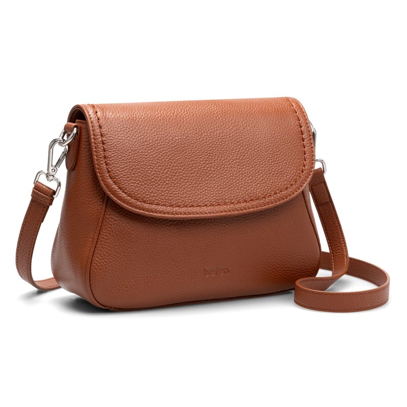 befen Genuine Leather Crossbody Handbags for Women Trendy, Women's Medium Cross Body Saddle Purses with RFID Card Slots - Brown - Image 1