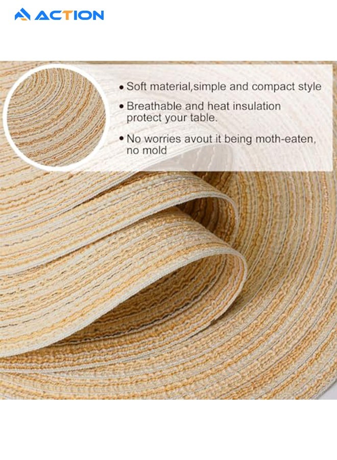 أكشن مجموعة مفارش دائرية مضفرة من 5 قطع من مفارش الطاولة المستديرة المنسوجة المقاومة للحرارة لطاولات الطعام، كاكي - Image 5