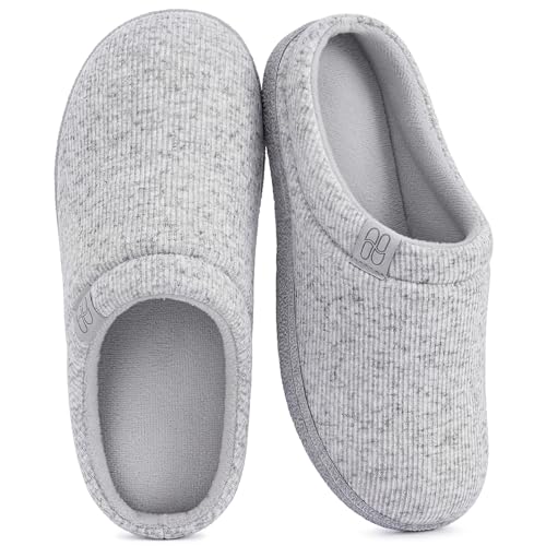 HomeTop Women's Dotted Knit Memory Foam Slippers with Anti-slip Sole Cloud Gray,7-8 US - Image 1