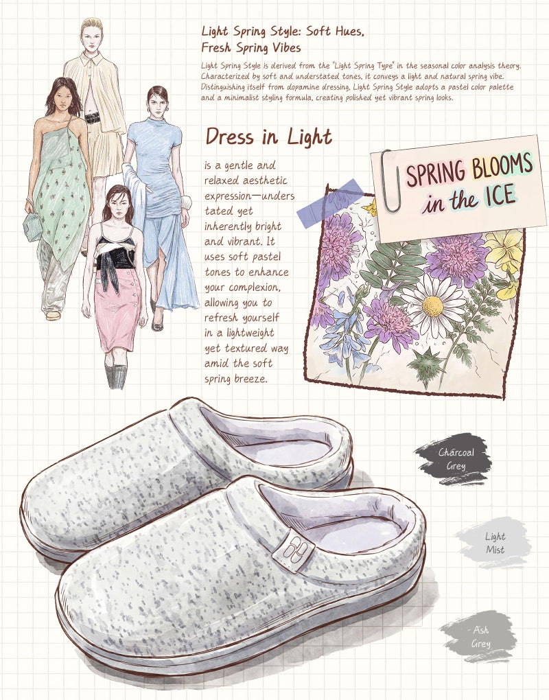 HomeTop Women's Dotted Knit Memory Foam Slippers with Anti-slip Sole Cloud Gray,7-8 US - Image 4