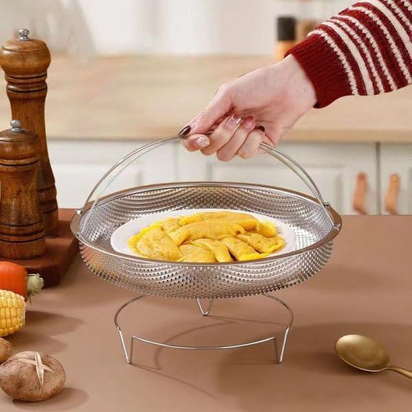 DEVANI IMPEX Folding Telescopic Cooking Veggie Vegetable Steamer Basket Metal Stainless Steel Steamer Basket Insert For Instant Pot Crock and Pot Fish Veggie Seafood 12 inches - Image 3