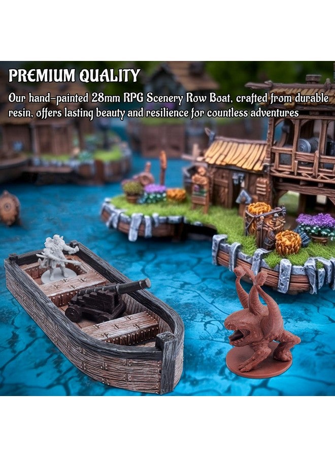 CZYY DND Skiff Miniature Hand-Painted Resin Medieval Row Boat Fantasy Tabletop 28mm RPG Scatter Terrain for Dungeons and Dragons, Wargames, TTRPGs - Image 3