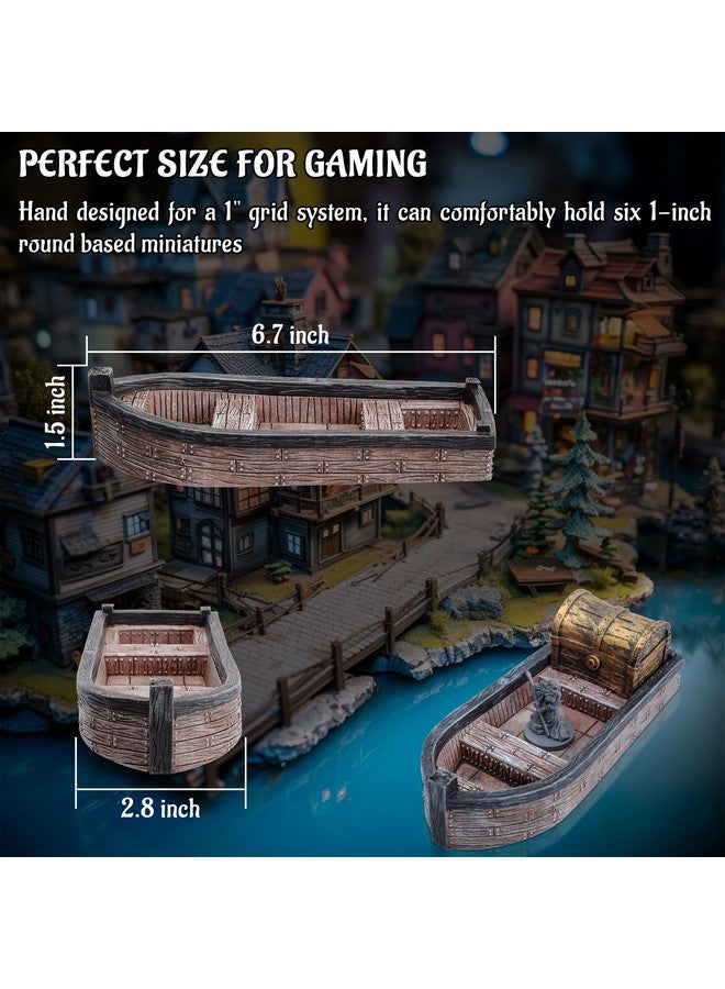 CZYY DND Skiff Miniature Hand-Painted Resin Medieval Row Boat Fantasy Tabletop 28mm RPG Scatter Terrain for Dungeons and Dragons, Wargames, TTRPGs - Image 4
