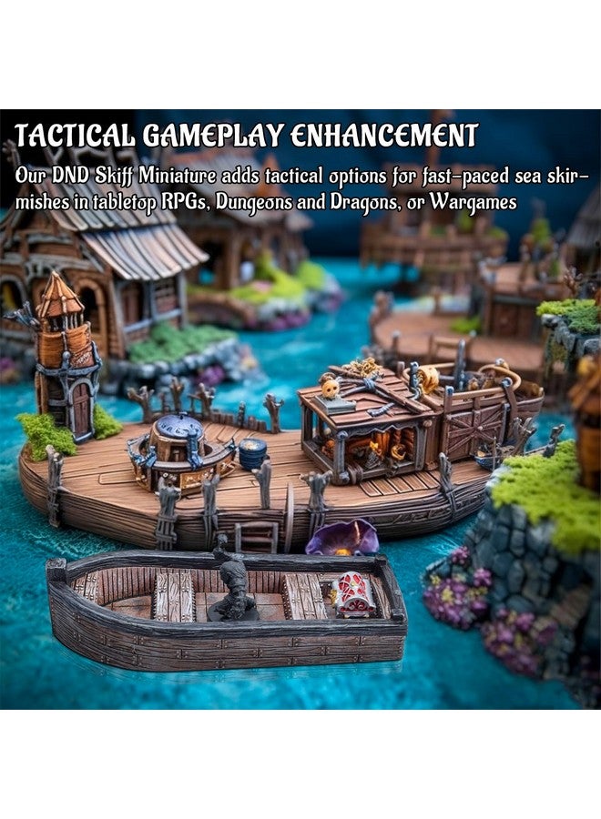 CZYY DND Skiff Miniature Hand-Painted Resin Medieval Row Boat Fantasy Tabletop 28mm RPG Scatter Terrain for Dungeons and Dragons, Wargames, TTRPGs - Image 2