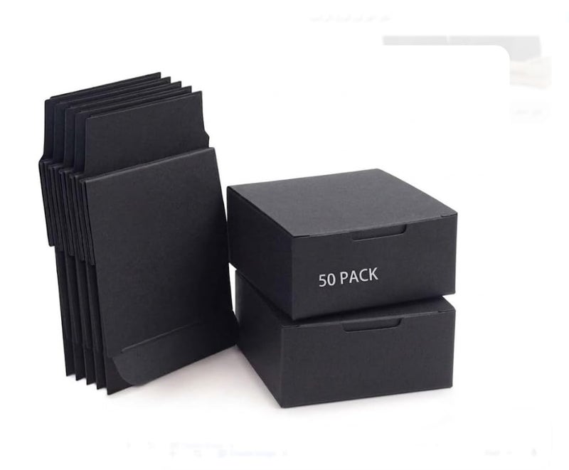 Paper Square Gift Box - 50 Pieces, Small Size 7.5x7.5x3.5cm (Black)
