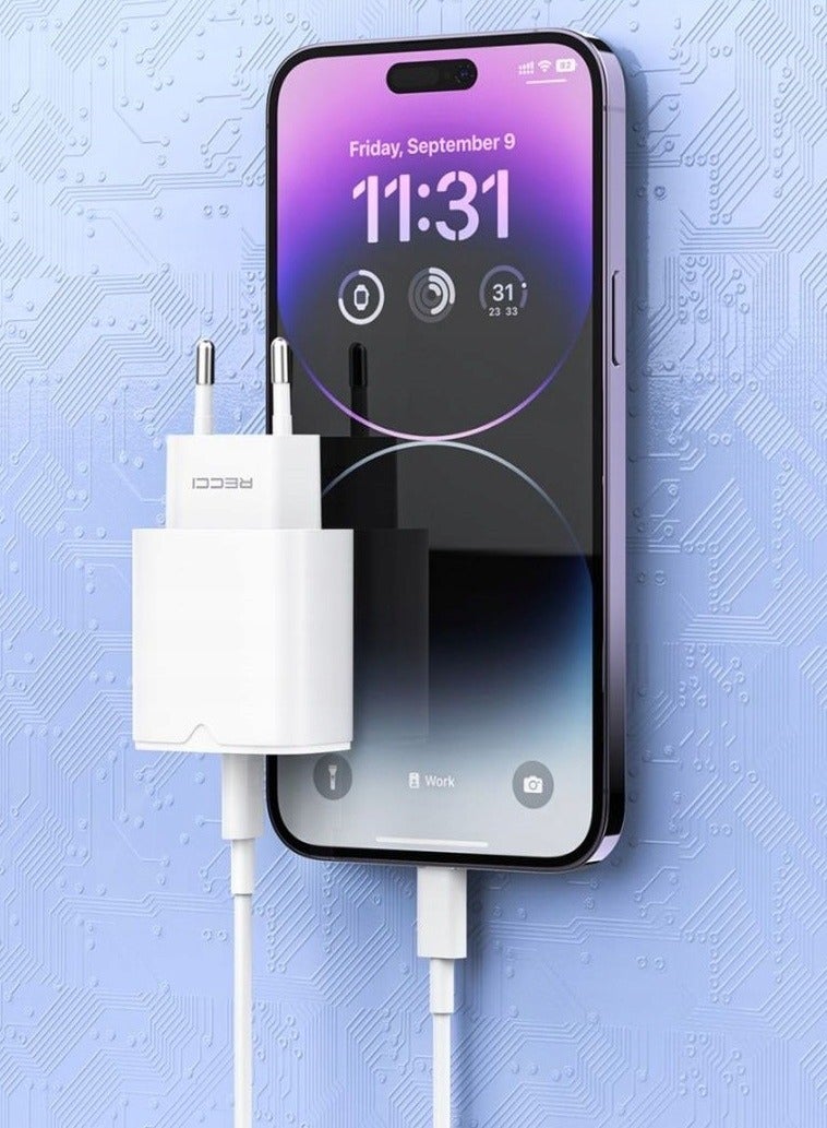 Recci FAST USB C 20W PD QC 3.0 WALL CHARGER + LIGHTNING CABLE FOR IPHONE  - Image 5