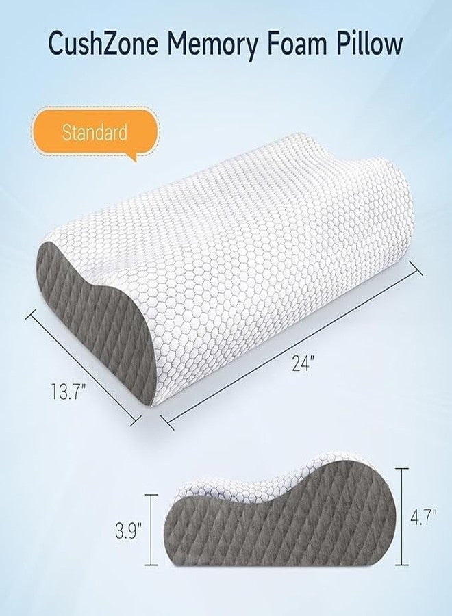 MASHUR FAB-Memory Foam Pillow, Contour Cervical Orthopedic Memory Foam Pillows Supports Neck Pain and Shoulder Pain for Sleeping, Ergonomic Cervical Pillow Neck Support Pillow for Side Back (4, Grey) - Image 5