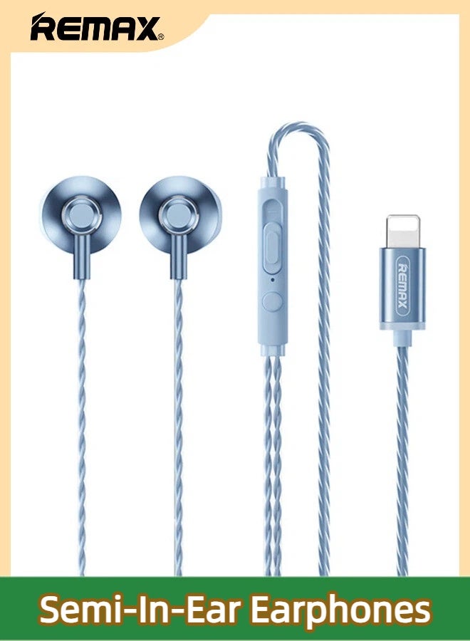REMAX RM-711i Bluetooth In-Ear Earphones, HD Stereo with Mic Control, Lightning Charging Port, Comfort In-Ear Earbuds (Blue) - Image 1