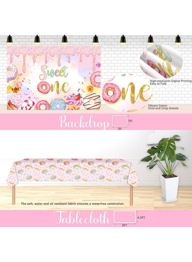 Hombae Sweet One Birthday Party Decorations, Donut First Birthday Decorations for Girls, Donut 1st Birthday Party Supplies with Backdrop Banner Cake Topper Tableware for 1 Year Old Party Decorations - Image 5