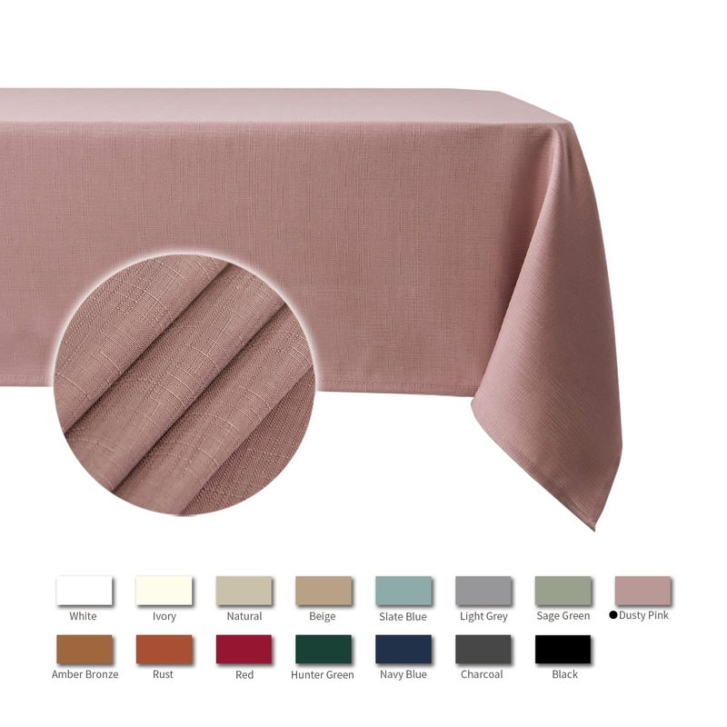 maxmill Faux Linen Textured Rectangle Tablecloth Water Resistant Wrinkle Free Spill-Proof  Soft Table Cloth for Dining Room Decoration  Banquet Parties Event Holiday Dinner  60 x 84 Inch Dusty Pink - Image 4