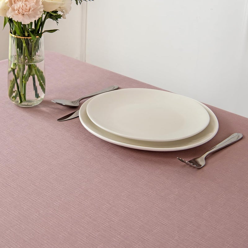 maxmill Faux Linen Textured Rectangle Tablecloth Water Resistant Wrinkle Free Spill-Proof  Soft Table Cloth for Dining Room Decoration  Banquet Parties Event Holiday Dinner  60 x 84 Inch Dusty Pink - Image 3